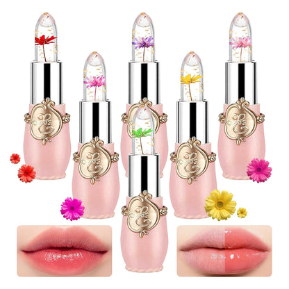 6PCS Crystal Flower Jelly Lipstick Set