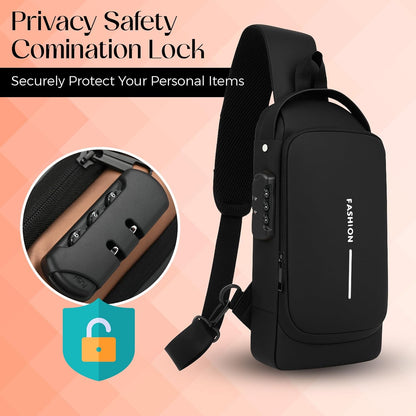 Water-Resistant Anti-Theft Sling Bag with USB Port
