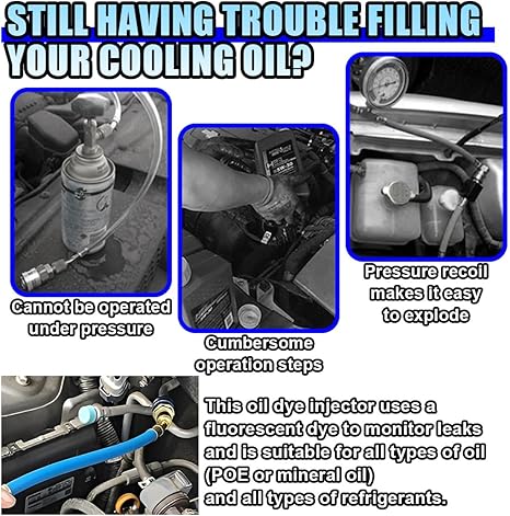 Hand Push Compressor Manual AC Oil Dye Injector with Quick Coupler