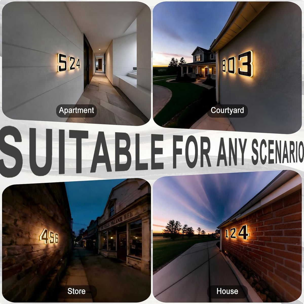 6.7 Inch Solar Lighted House Numbers for Outside, LED Backlit Light