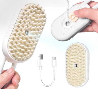 Anti-Static Spray Pet Grooming Brush with Warm Mist Massage