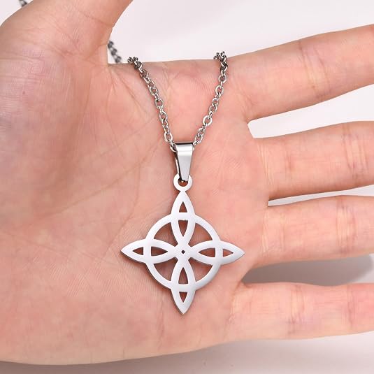 Witches Knot Necklace Stainless Steel Pagan Wiccan Symbol Pendant