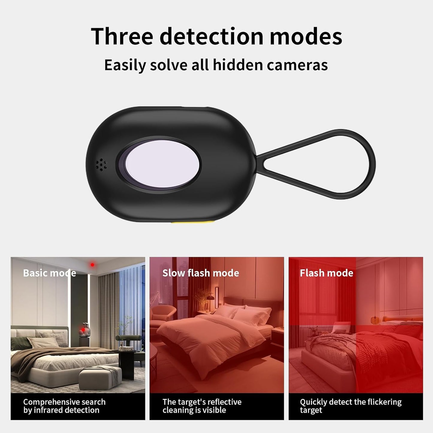 Anti-Spy Camera Detector & Hidden Insect Detector,Vibration Alarm and LED Flashlight Rechargeable