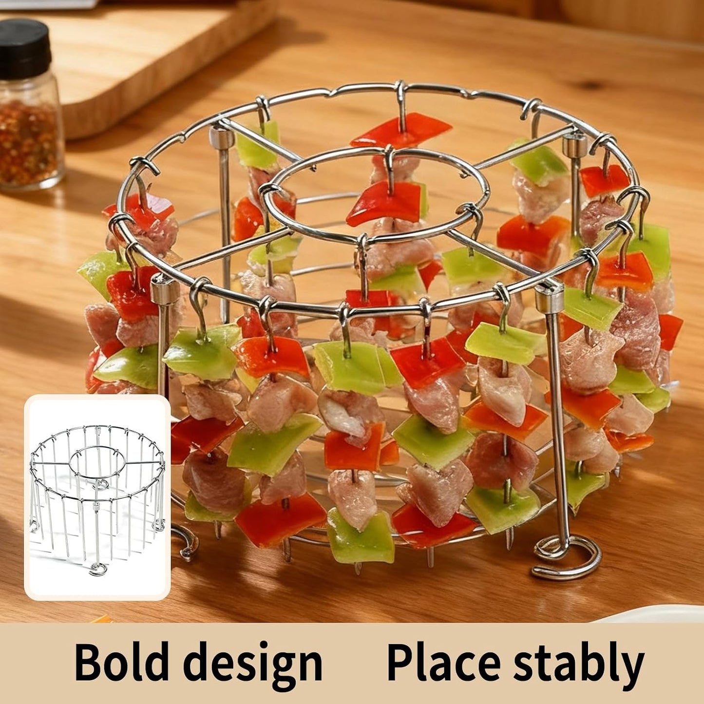 Air Fryer Grill Skewer Rack, Stainless Steel BBQ Kabob Set
