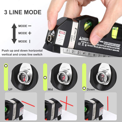 Standard Cross Line Laser leveler Beam Tool with Metric Rulers
