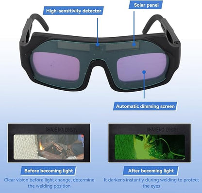 Solar Powered Auto Darkening Safety Goggles with an Elastic Band