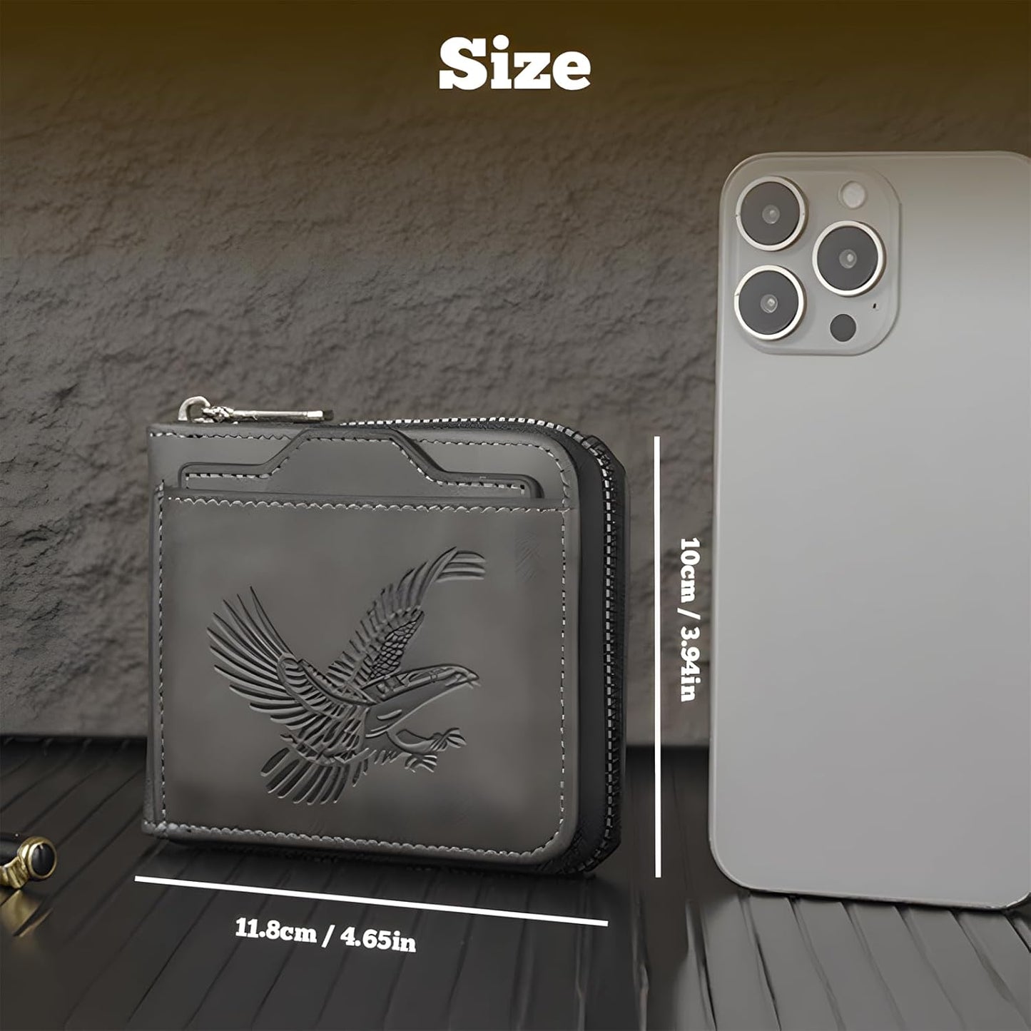 Men's Vintage Eagle Embossed Leather Wallet