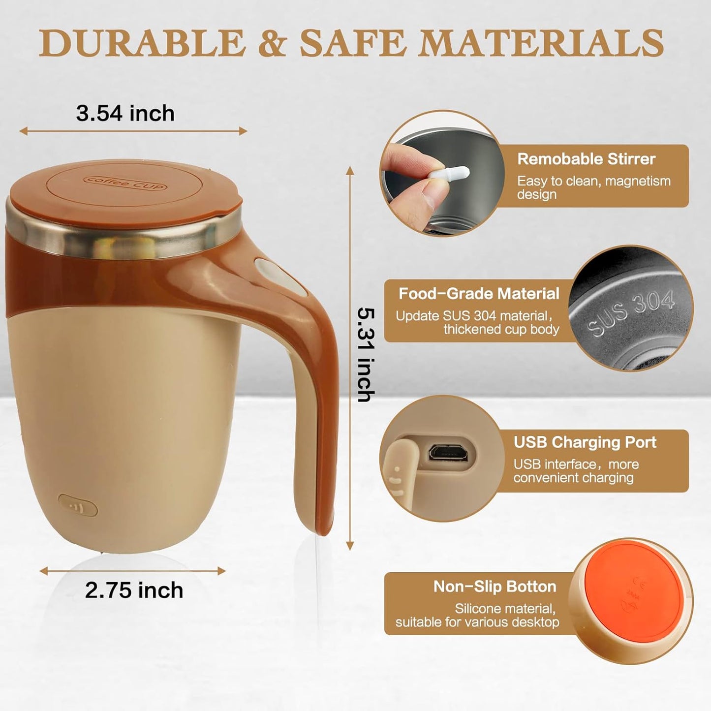 Rechargeable Automatic Magnetic Self-stirring Coffee Mug