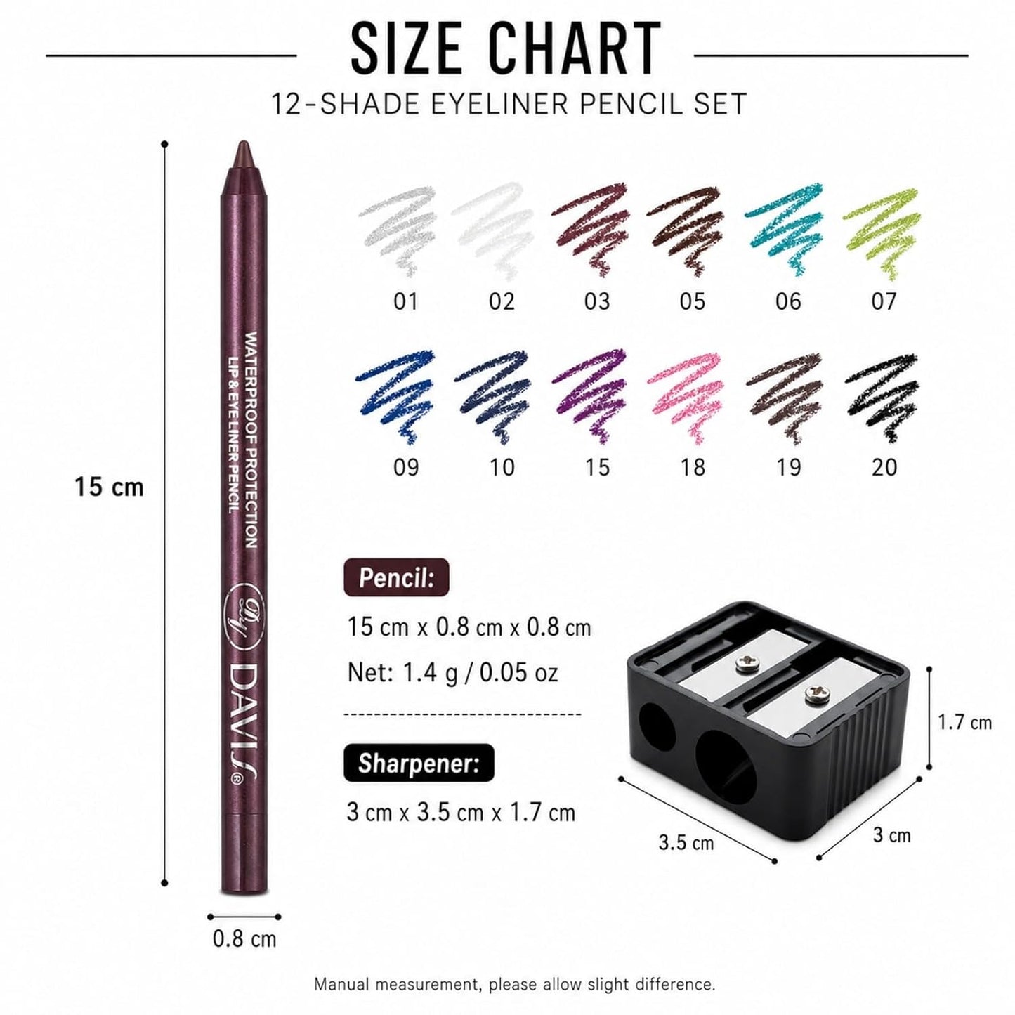 MooGlamor 12 Color Gel Eyeliner Pencils Waterproof Long Wear With Sharpener