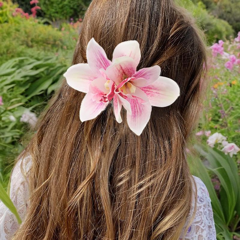 3 Pack Hawaiian Tropical Flower Hair Clips for Women