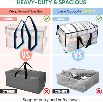 Oversized Moving Bags with Reinforced Handles, Heavy-Duty Storage Tote