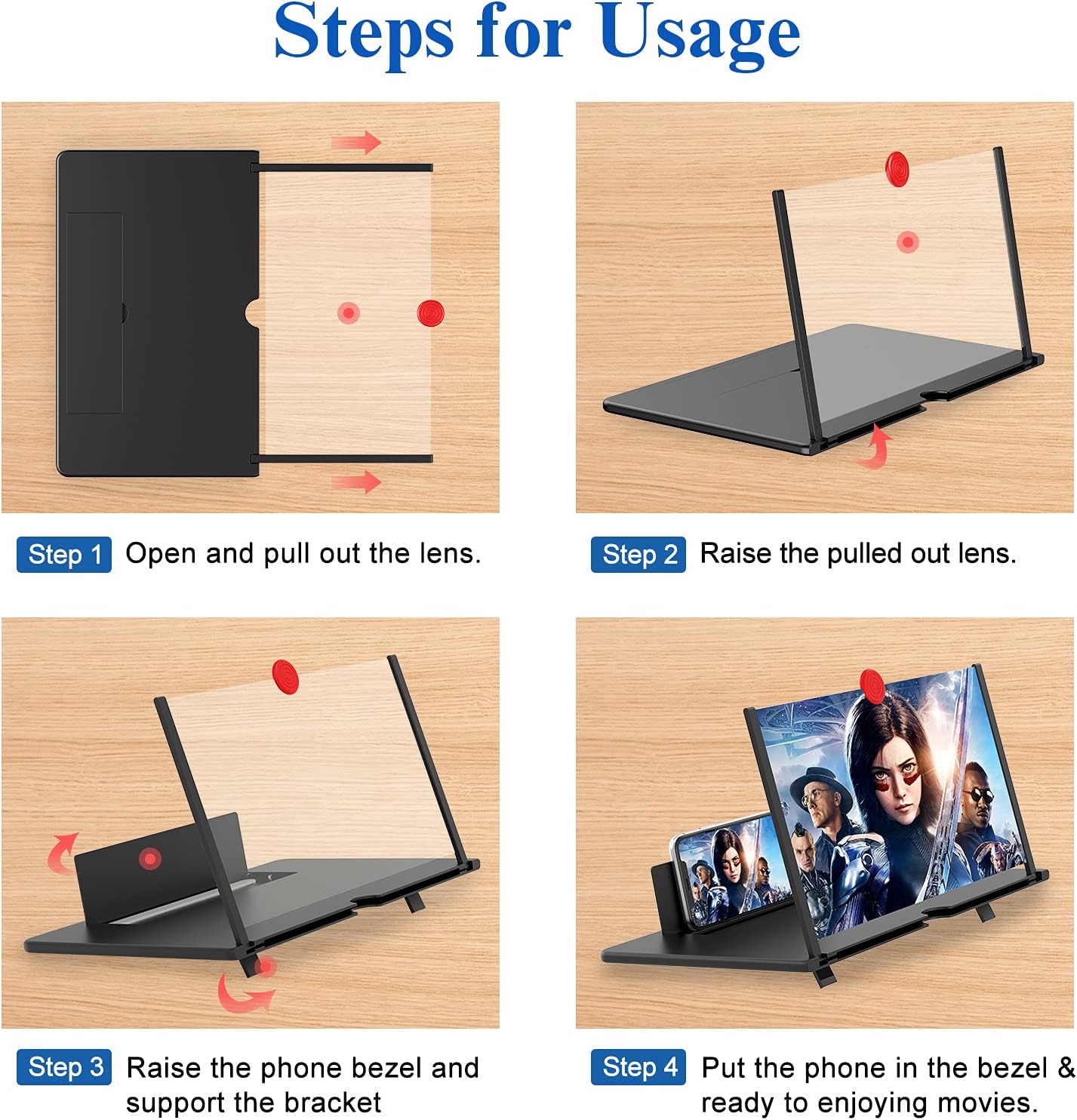 12" 3D HD Mobile Phone Magnifier Projector Screen Enlarger