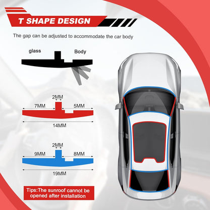 14mmx19.68Ft T-Shape Cuttable Windshield Rubber Seal Strip