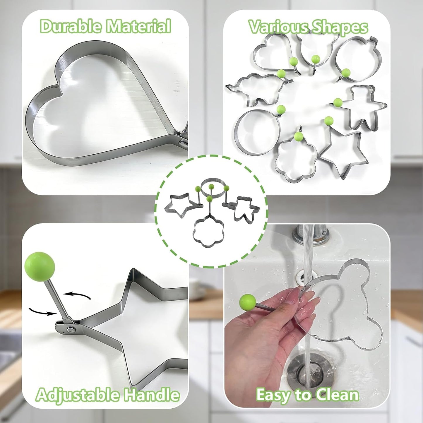 5-Pack Stainless Steel Fried Egg Molds