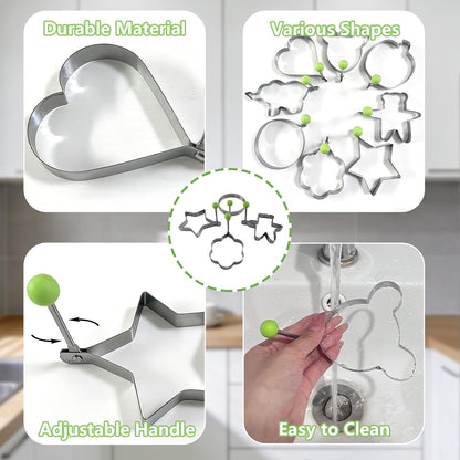 5-Pack Stainless Steel Fried Egg Molds