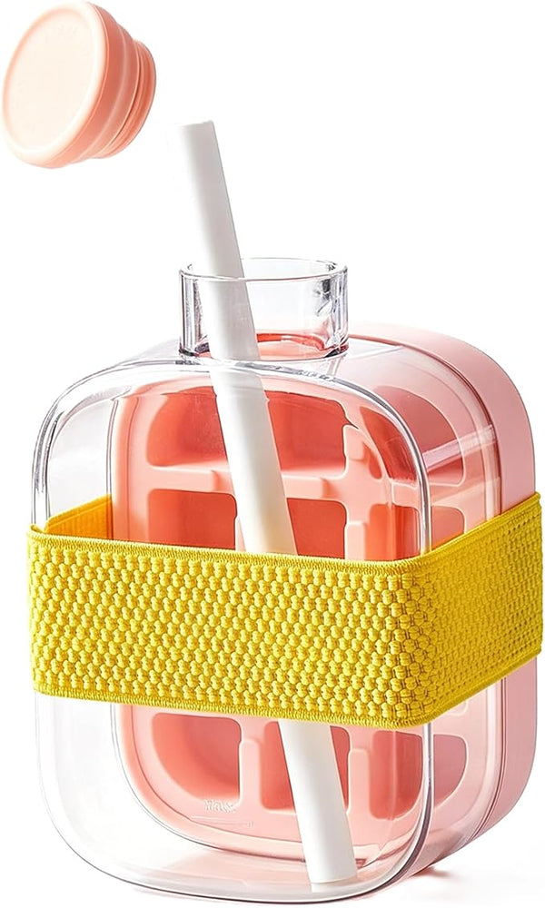 2 in 1 Portable Ice Cube Bottle with Straw