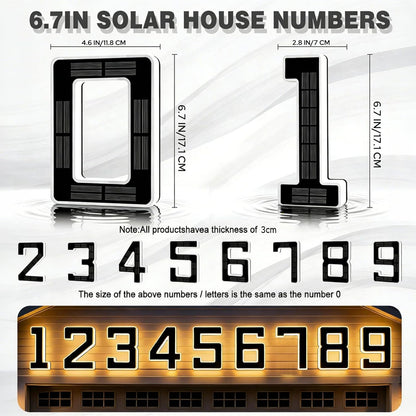 6.7 Inch Solar Lighted House Numbers for Outside, LED Backlit Light