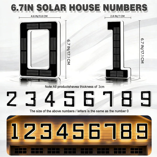 6.7 Inch Solar Lighted House Numbers for Outside, LED Backlit Light