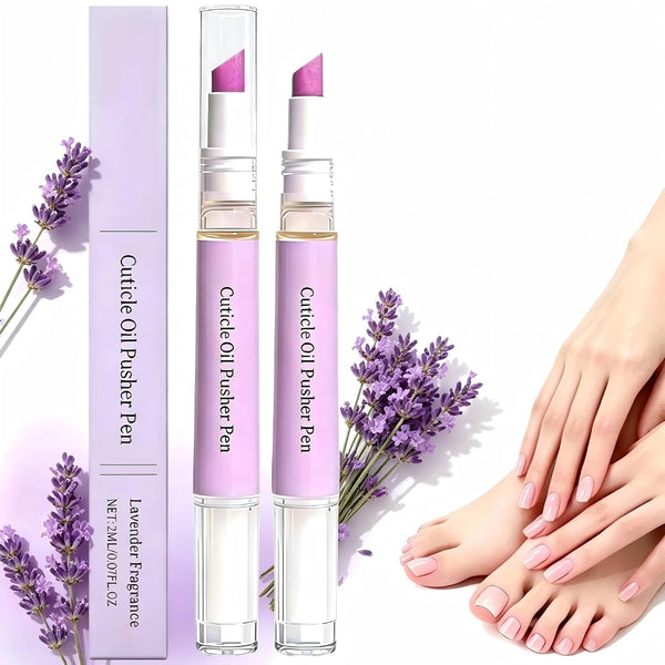 2pcs Nail Care Tool with Ceramic Cuticle Pusher & Moisturizing Oil