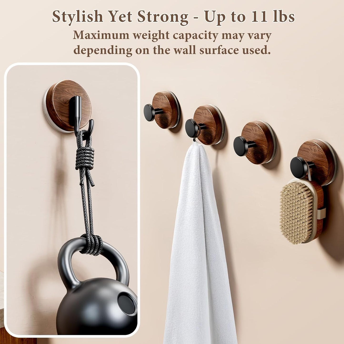 4 Pcs All-scenario Strong No Drill Reef Suction Cup Hooks