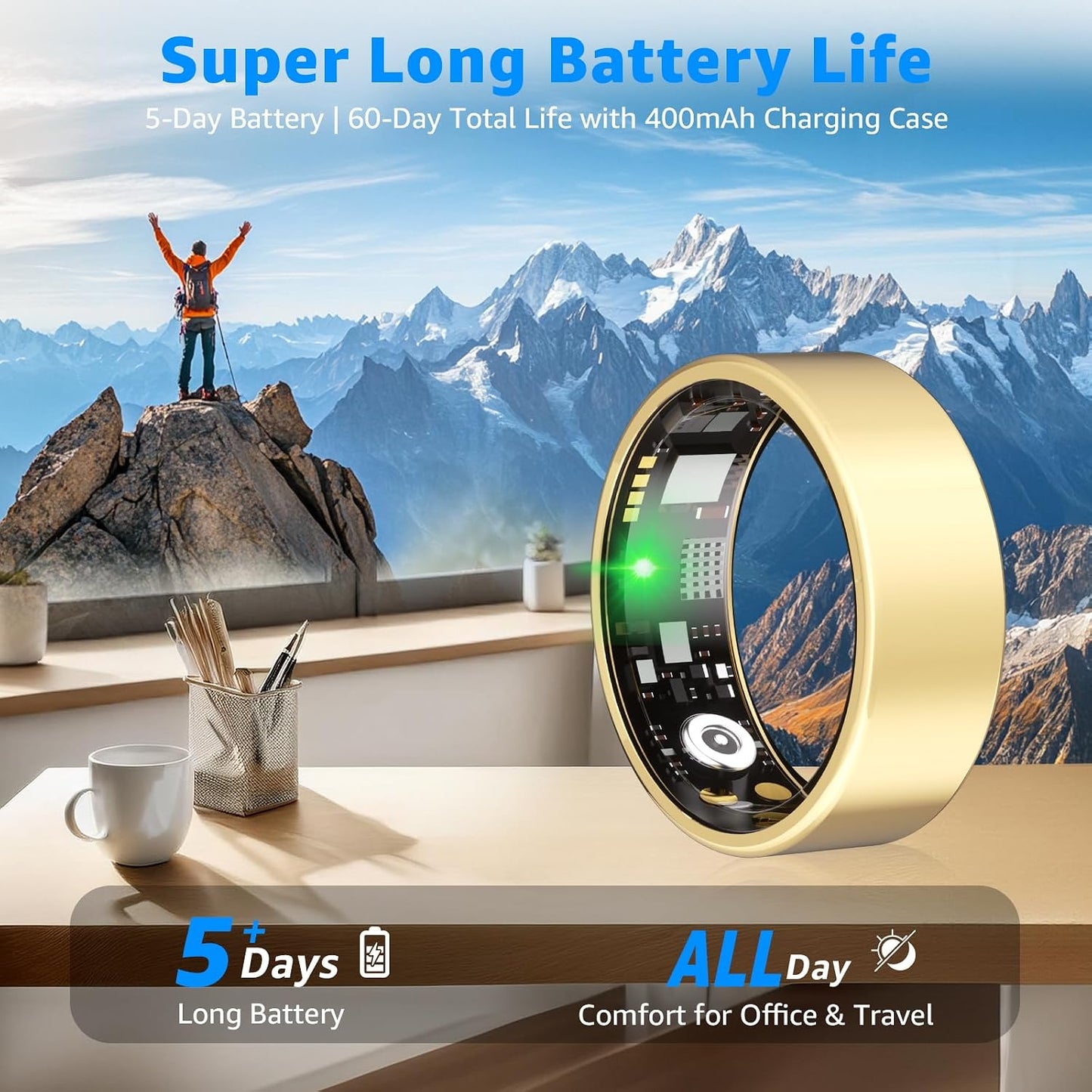 Smart Ring Fitness Tracker for Women Men without Subscription