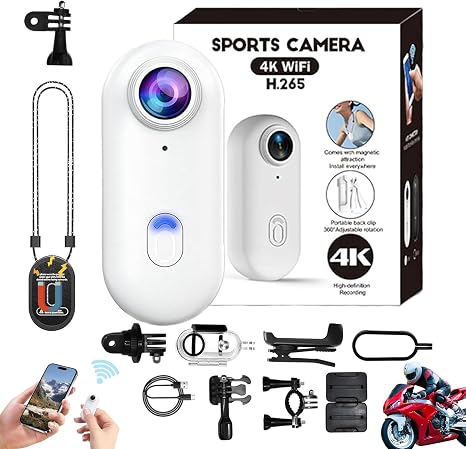 4K Mini Action Body Cam Thumb Sports Camera Hands Free Waterproof
