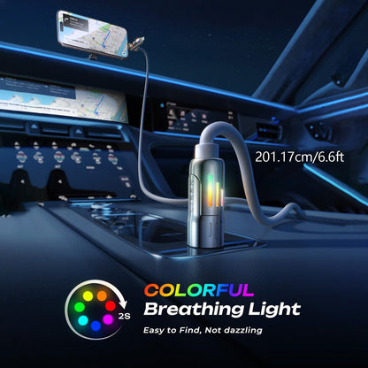240W 4 in 1 Charging Cable 6.6FT, USB A/C to C/Lightning with Light iPhone Charger for iPhone