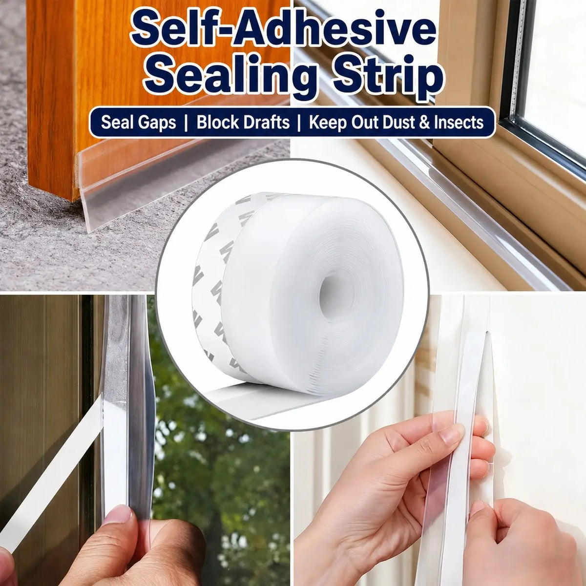 3Pcs Self Adhesive Silicone Door Window Seal Strip
