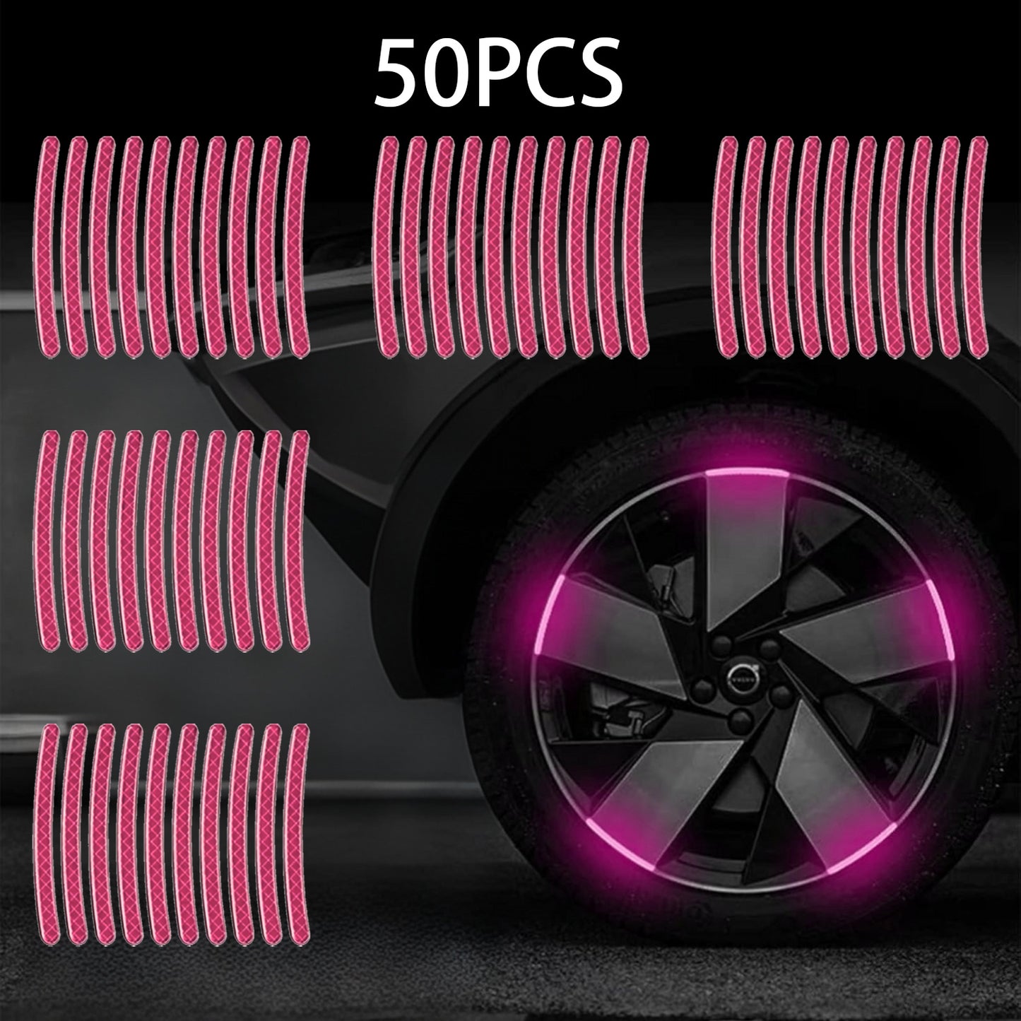 50PCS Fluorescent Reflective Exterior Accessories Decorative Decals Tape