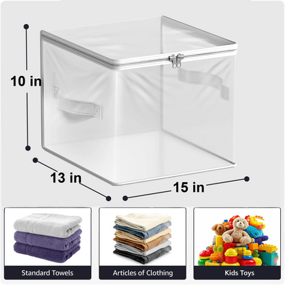 Clear Storage Bag - Foldable Large Plastic Bags with Zipper & Carry Handles