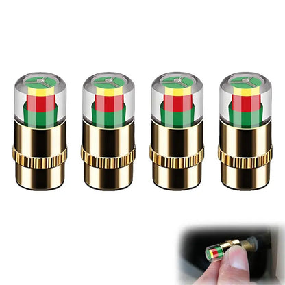 4-Pack Vibrant Red-Green Car Tire Pressure Monitoring Tools