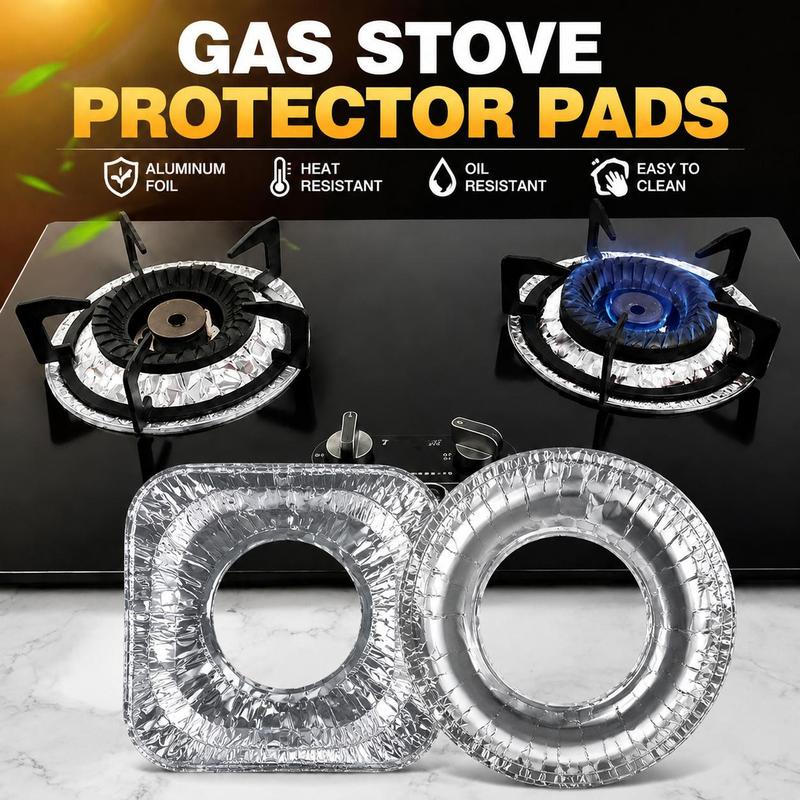 Aluminum Foil Gas Stove Burner Covers — Thickened Square Aluminum Foil Pads