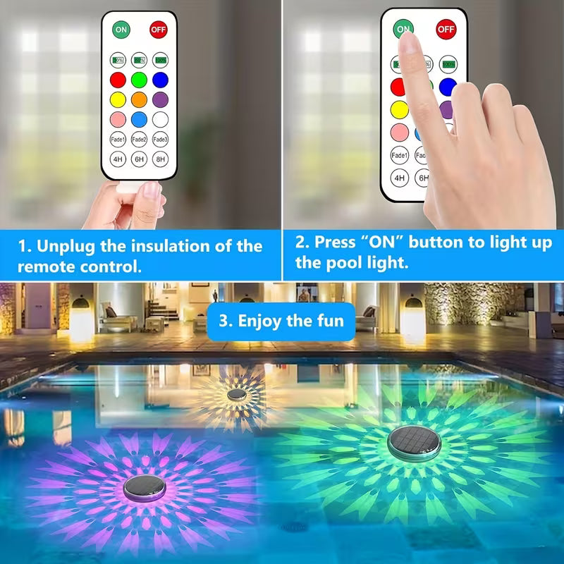 Solar Rechargeable Floating Pool Lights - Pool Lights That Float with Remote Control
