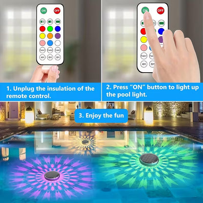 Solar Rechargeable Floating Pool Lights - Pool Lights That Float with Remote Control