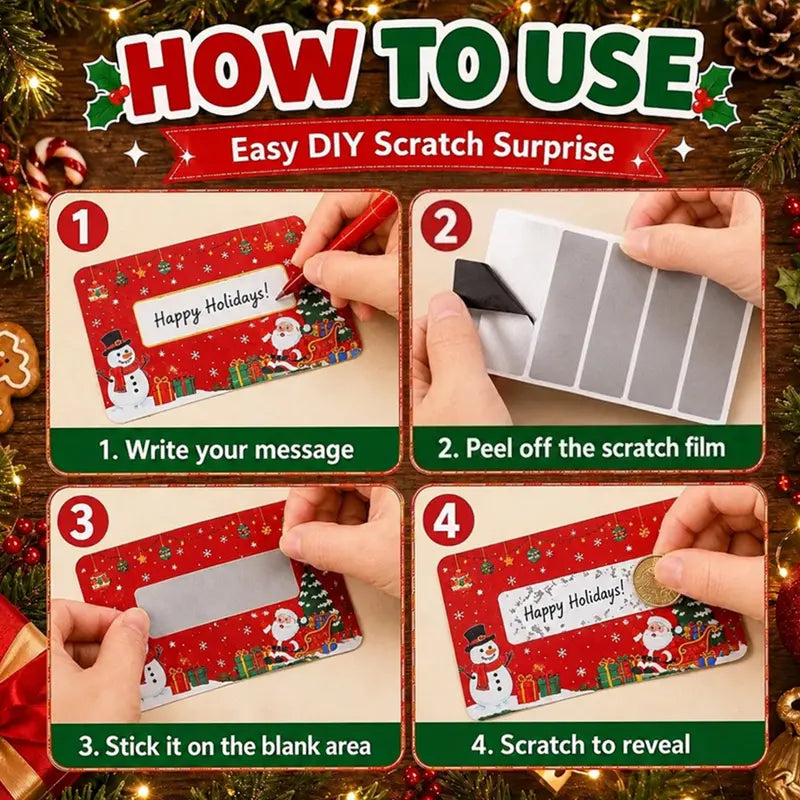 80 Pcs Cartoon Christmas Scratch Cards DIY Christmas Gift Ideas for Kids Xmas Party Supplies