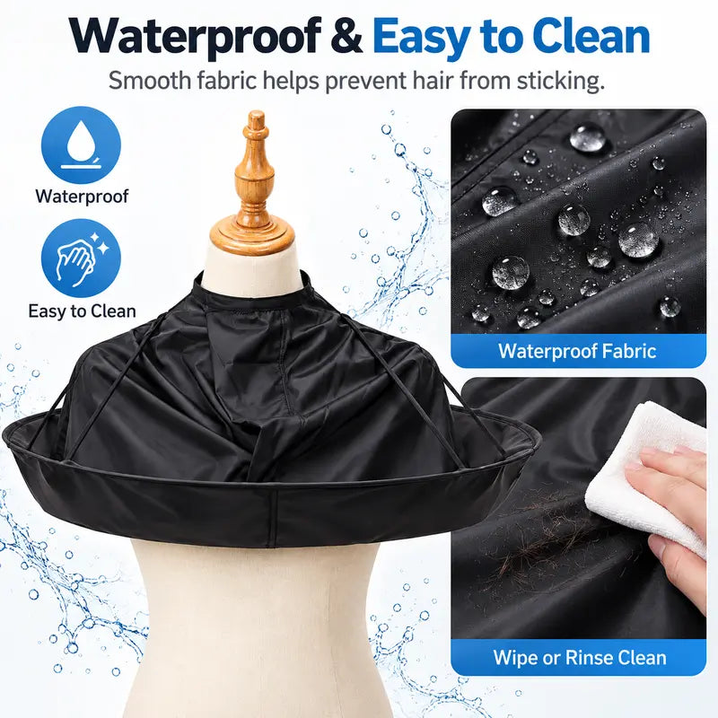 Wearable Barber Hair Cutting Cape, Foldable Hair Catching Pocket Design Haircut Cloak