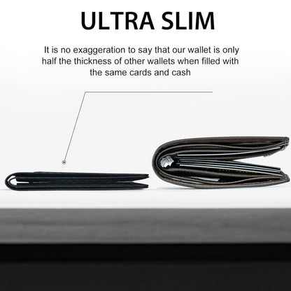 Slim Wallet for Men - Minimalist Genuine Leather Carbon Fiber Rfid Blocking Bifold Credit Card Holder