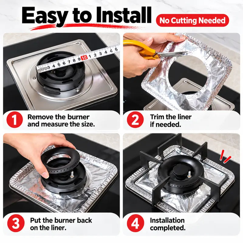 Aluminum Foil Gas Stove Burner Covers — Thickened Square Aluminum Foil Pads