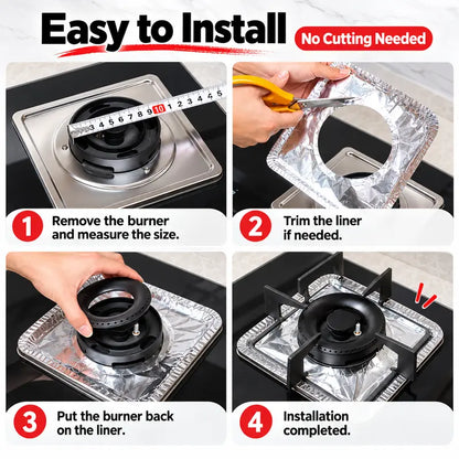 Aluminum Foil Gas Stove Burner Covers — Thickened Square Aluminum Foil Pads