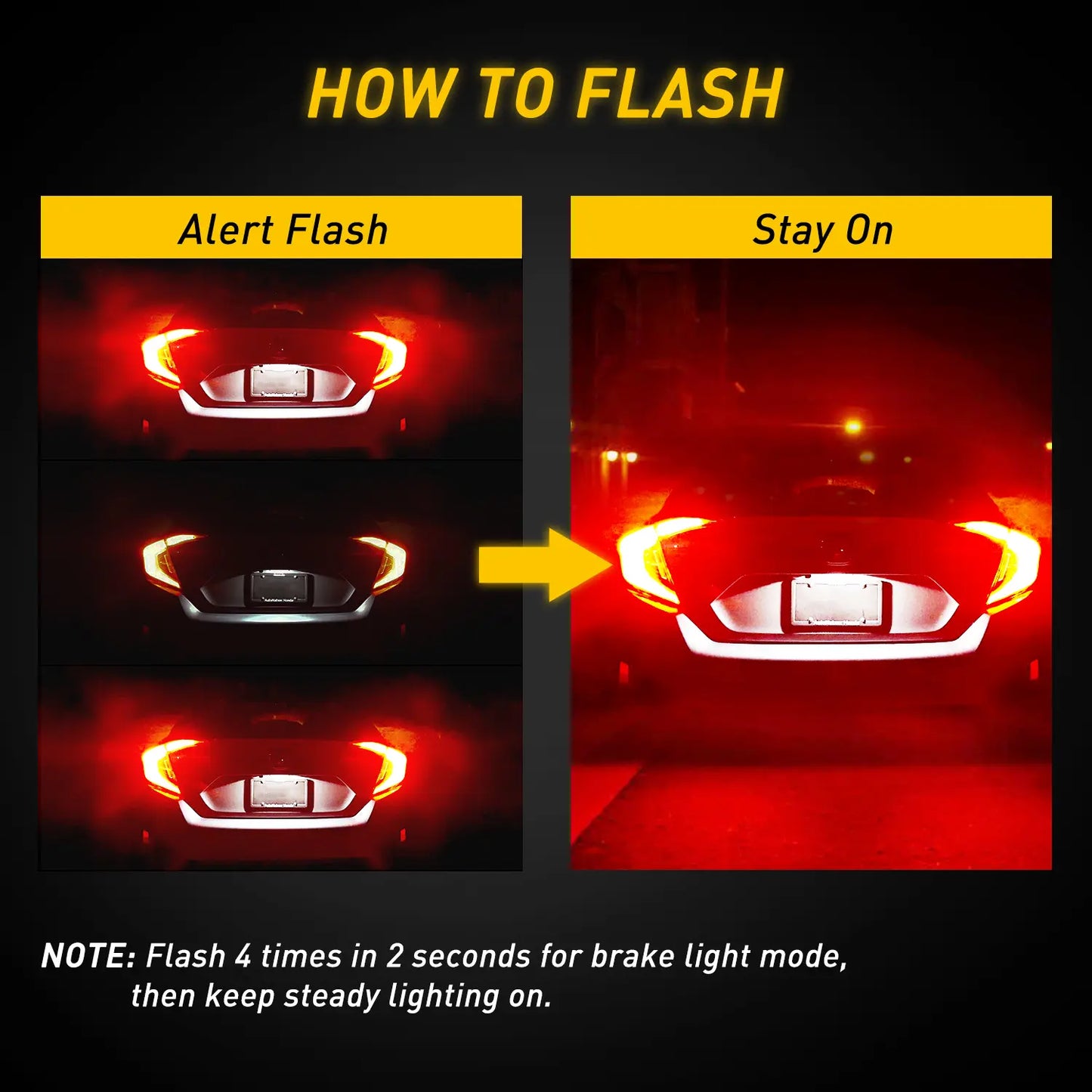 Red LED Blinking Flashing Strobe Brake Stop Tail Light Parking Bulbs