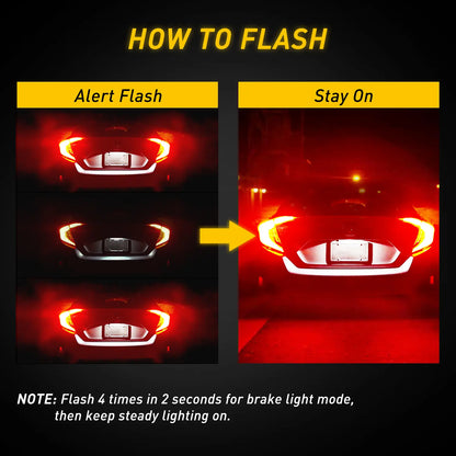 Red LED Blinking Flashing Strobe Brake Stop Tail Light Parking Bulbs