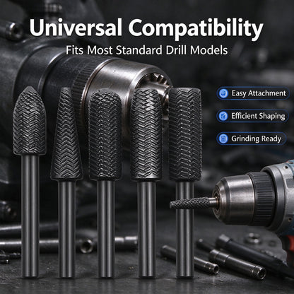 5PCS Rotary Rasp Carbon Steel Cutter Drill Bits Rasp for Steel Grinding Carving