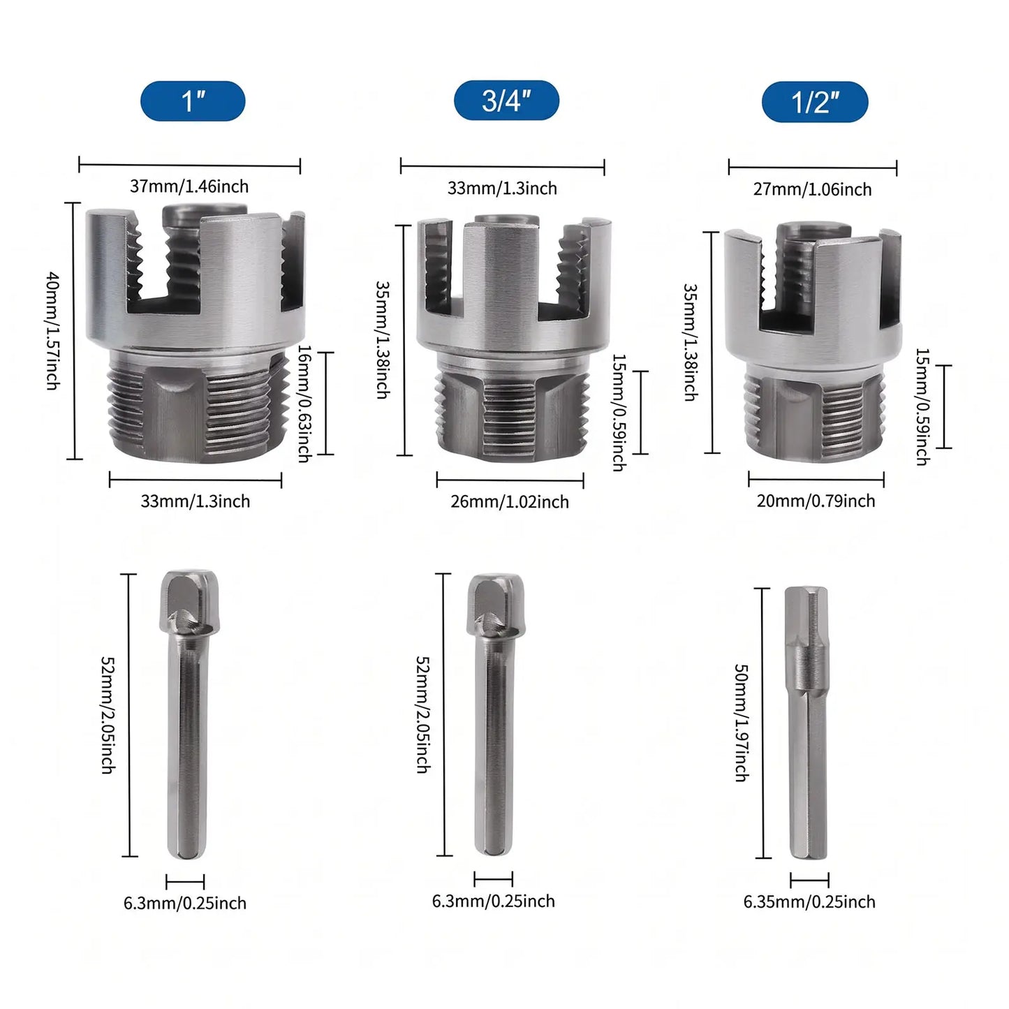 3 Pcs Integrated Internal & External Pipe Threading Tool