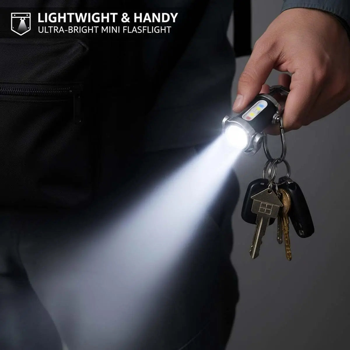 Portable Bright Keychain Flashlight - 7 Modes 1200 Lumens EDC Waterproof Keychains Flashlight
