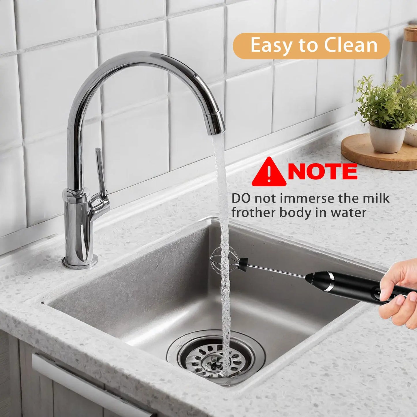 2026 Upgraded Rechargeable Milk Frother – Handheld Electric Coffee Mixer with 3 Whisks