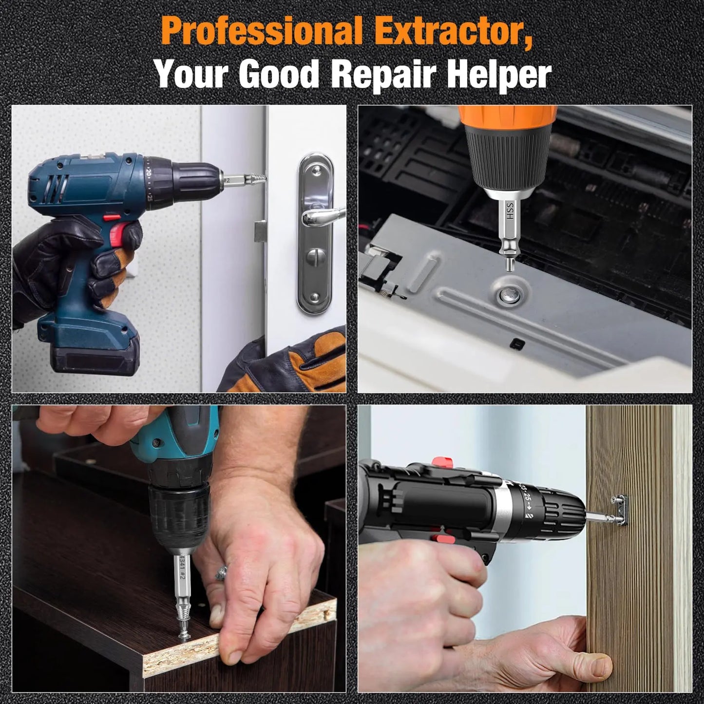 Damaged Screw Extractor Set - Remover for Stripped Head Screws Nuts & Bolts