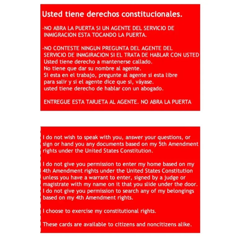 10pcs-Know Your Rights Card - U.S. Citizenship - Your Rights and Duties Under 5th Amendment