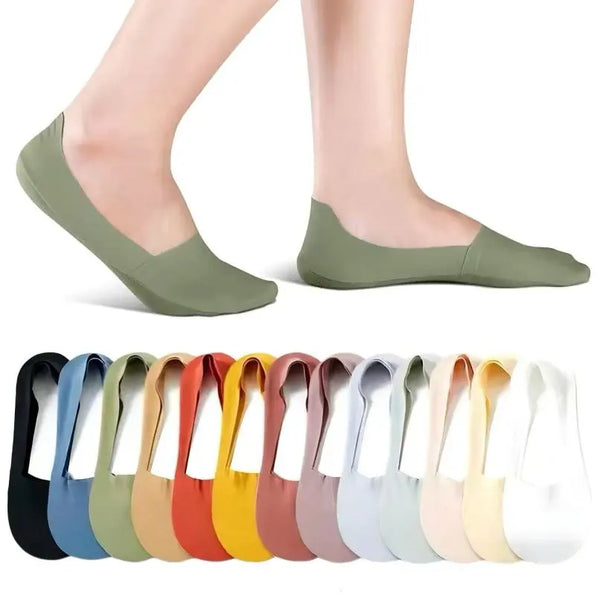 10-Pair Pack Women's Solid-Color Sheer Invisible Socks