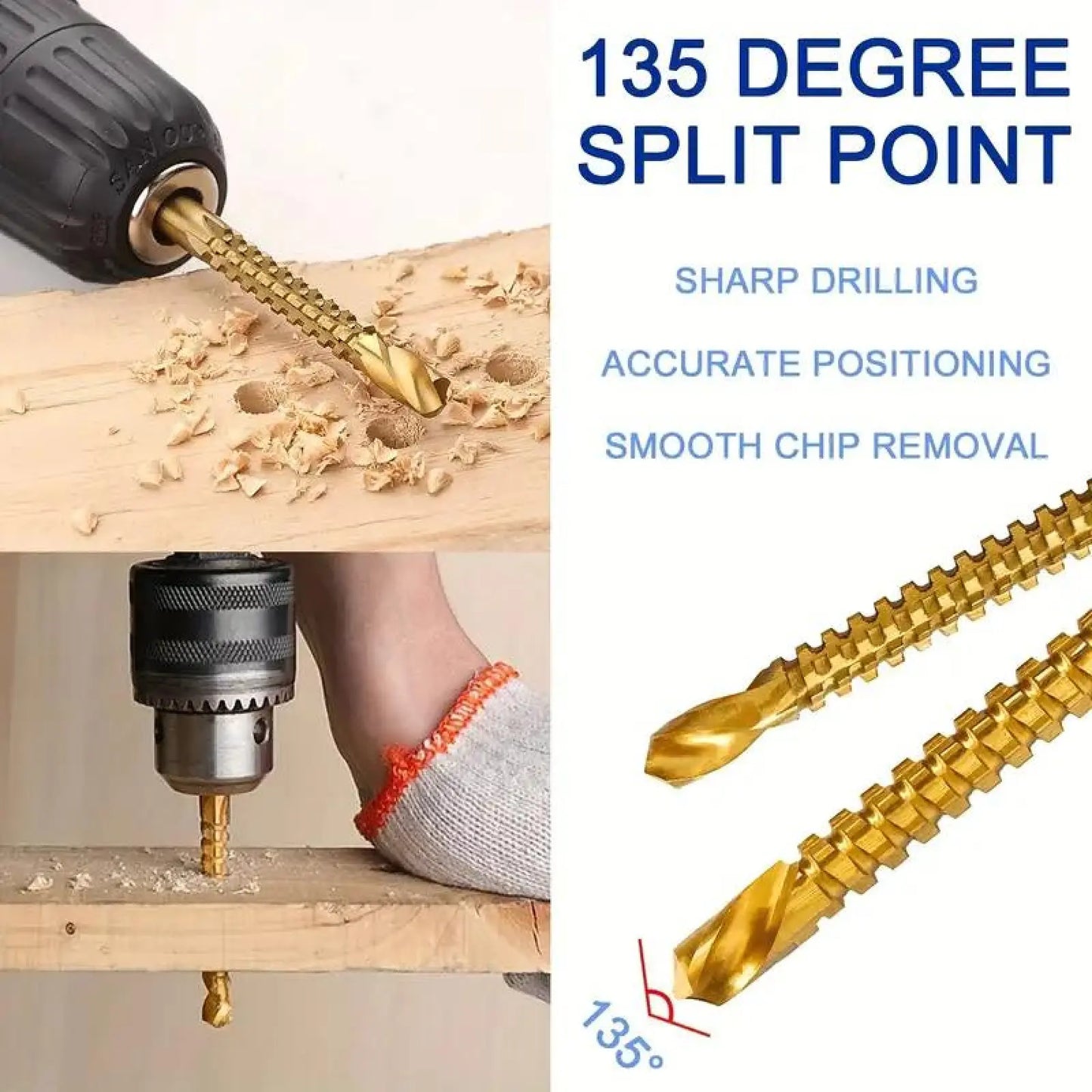 Titanium-Plated High-Speed Steel Drill Bits Set Metalworking & Wood Drilling
