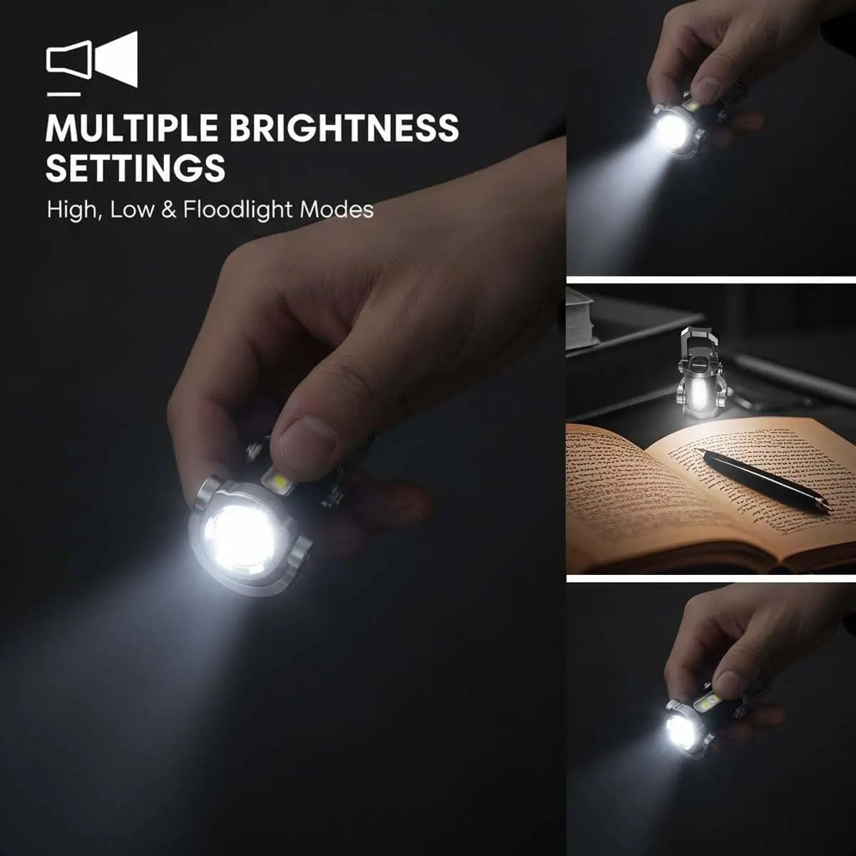 Portable Bright Keychain Flashlight - 7 Modes 1200 Lumens EDC Waterproof Keychains Flashlight